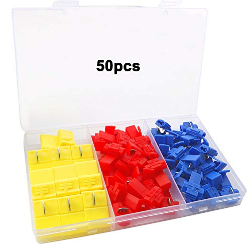 Preisvergleich Produktbild QitinDasen 50Pcs Premium Abzweigverbinder Set, Stromdiebe Schnellverbinder, Kabelabzweiger Quickverbinder, Draht Kabelstecker Schloss Terminal (Rot 20Pcs, Blau 20Pcs, Gelb 10Pcs)