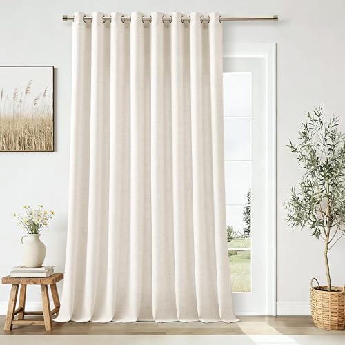 Image of Linen Curtains 100 Inch Wide 96 Inch Length Natural 100x96 1 Panel