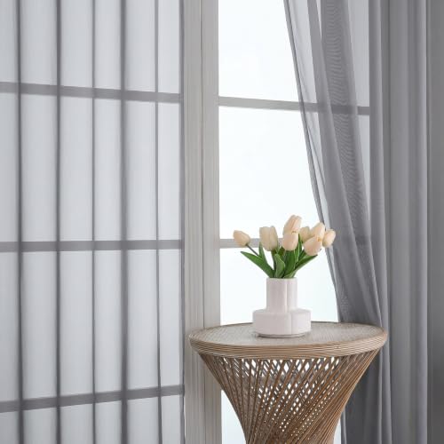 Image of OVZME Charcoal Grey Bedroom Curtains 2 Panel Sets 90 Inch Length, 59 Inch Extra Wide Light Filtering Light Weight Soft Window Treatment Panels for Study Room Living Room Guest Room, 59Wx90L Inches
