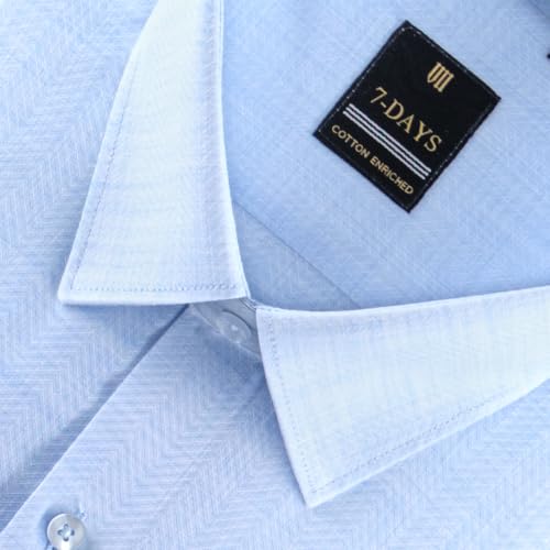 Image of 7-DAYS Premium Men's Formal Shirts - Cotton Rich, Textured Self-Design, Full Sleeve, Regular Fit, Wrinkle Resistant, with Pocket - Perfect for Office