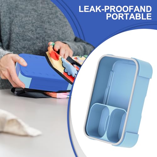 XJIANFU 900 ml Leak-Proof Bento Lunch Box With Compartments for Girls and Boys - Microwave/Dishwasher Safe (Blue) - Image 3