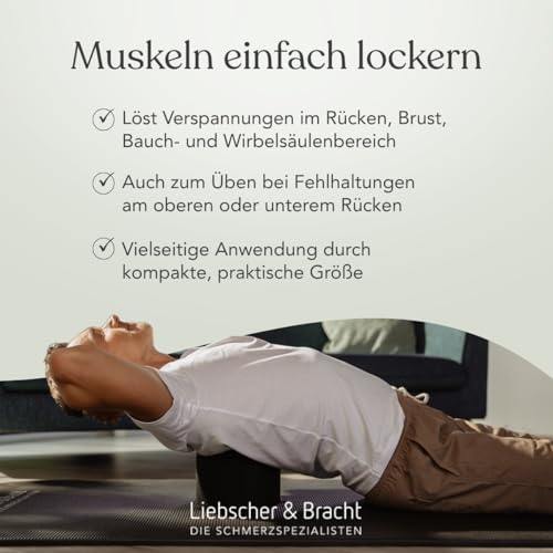 Liebscher & Bracht Original Rückenretter: Rückenstrecker, Brust- & Rückendehner mit Rille für Wirbelsäulen + Höhenregulierung, Rückentrainer Made in Germany, Übungen in der App Schwarz