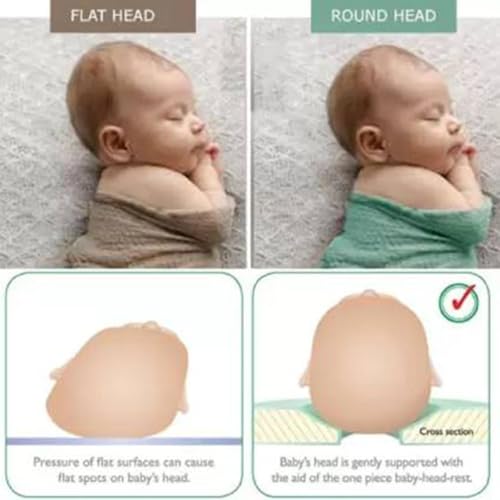 Image of Mustard Pillow for New Born Baby, Ideal for Round Head Shaping Seed Pillow with Foam Cotton Cover for 0 to 12 Months Babies