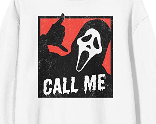 Bioworld Ghostface Call Me Crew Neck Long Sleeve Men's White Sweatshirt2