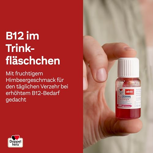 Doppelherz B12 Intense Vita-Energie - hochdosiert mit 500 µg Vitamin B12 pro Trinkfläschchen - 8 Ampullen - vegan