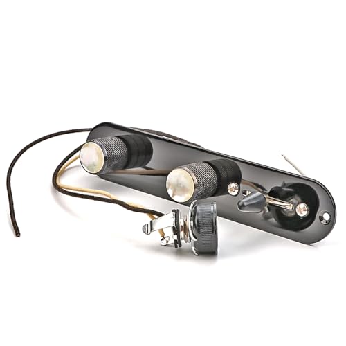 WLDJXLGL エレキギター プロロードコントロールプレート ギター プリワイヤード 3ウェイ交換用トーン ホワイトシェルノブ付き テレキャスターコントロールプレート エレキギター-ブラック