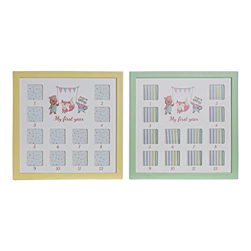 Marco De Fotos Dkd Home Decor My First Year Múltiple Madera Mdf Animales (2 Pcs) (32 X 1.5 X 32 Cm)