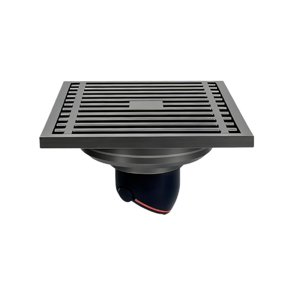 Sunrrafck Gunmetal Gray 1Pc Stainless Steel Square Floor Drain 10X10cm Grated Shower Waste Drainer High Flow Anti-Odor Hair Strainer For Bathroom Kitchen(Gunmetal Gray)