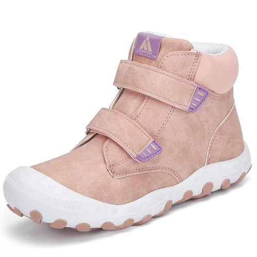 Mishansha Botas de senderismo unisex para niños y niñas, con gancho y bucle, C-rosa, 8.5 Toddler