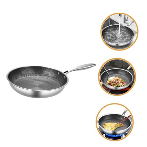 Wok de acero inoxidable con diseño de panal y mango ergonómico miniatura 4