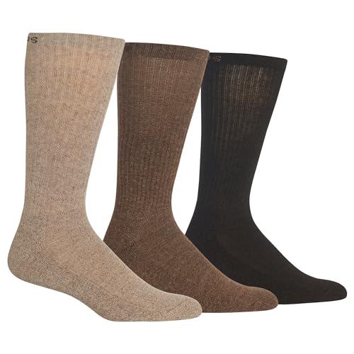 Chaps Men's Solid Mock Rib Casual Crew Socks-3 Pair Pack-Poly Cotton Blend
