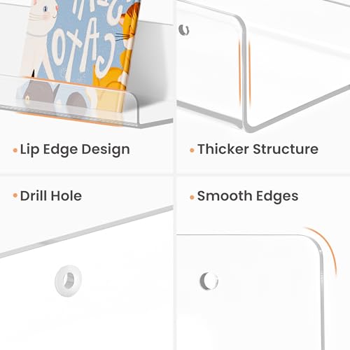 image for upsimples 6 Pack Acrylic Shelves for Wall Storage, 15