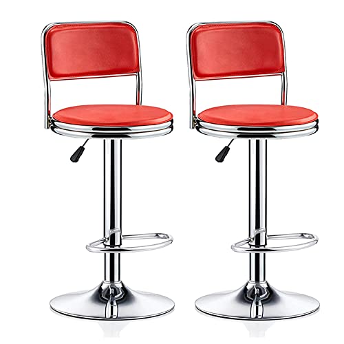 Tabouret de bar réglable chic rouge en PU avec structure robuste chrome MU - 2