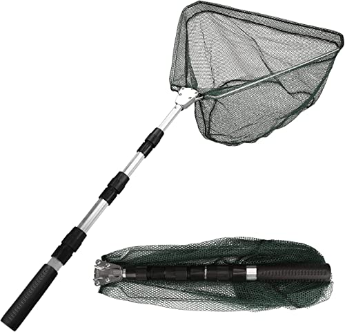wiipara Kescher Angeln Teleskop Kescher 130cm, Fischernetz Klappbar Kompakt Angel Kescher Teich Karpfenkescher, Outdoor Angelzubehör Angeln Kescher...
