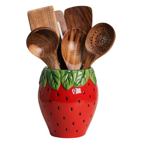 Bicuzat Strawberry Shaped Ceramic Kitchen Utensil...