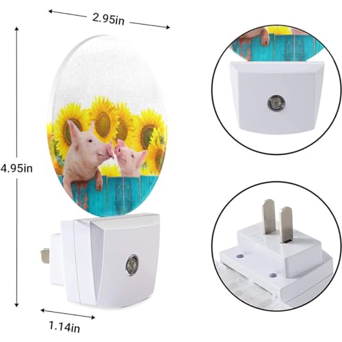 Image of EKOBLA Piggy Night Light, Cute Pink Farm Animal Night Lights Plug Into Wall with Auto On /Off for Home Decor and Kids Gifts