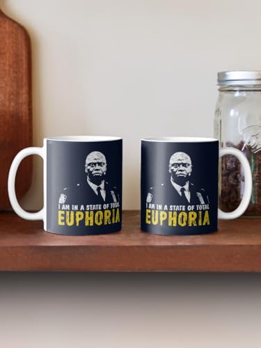 Image of in A Man State of Total Euphoria Ceramic Mug 330ml - Bold Mood Quote Printed Coffee Cup - Microwave Safe Dishwasher Friendly - Statement Gift Mug for Home Office Daily Energy Boost