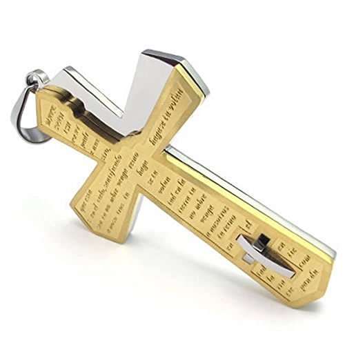 Pendentif croix homme acier inoxydable avec chaine maille lourde