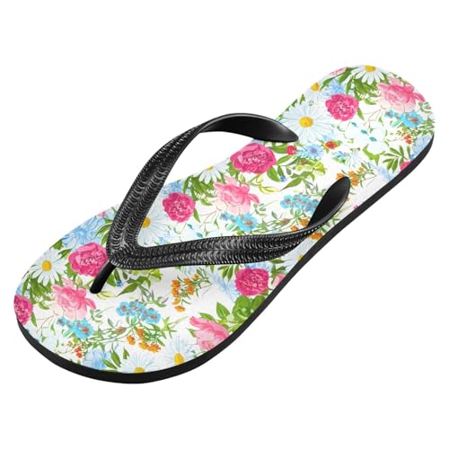 Pink Peony Floral Flip Flops for Beach Thong Sandals Anti-slip Lightweight Flat Slippers for Indoor Outdoor House2