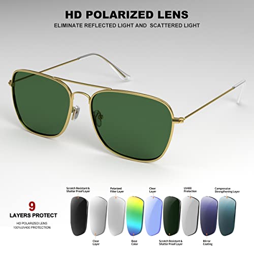 Awgsee Square Aviator Sunglasses For Men Women Classic Pilot Polarized Sun Glasses Uv400 Protection #TOP4