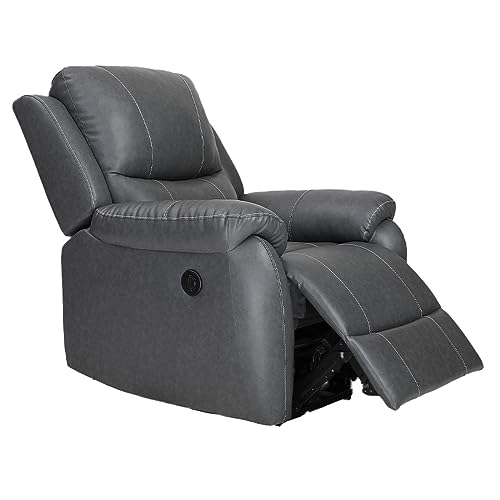 Image of Recliners India - Lite Single Seater Recliner Sofa | Power Recliner | Cushion Armrest | Living Room Recliner Sofa | 1-Year Manufacturer Warranty | Colour- Two Tone Grey