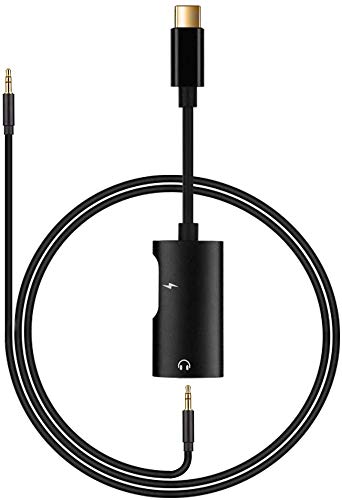 Adaptateur Type C Jack + Câble Jack Audio 3.5mm, ARCHEER USB C Audio Adaptateur 2 en 1 [Audio + Recharge] avec Câble AUX Mâle vers Mâle Adaptateur de Prise Charge USB C Casque