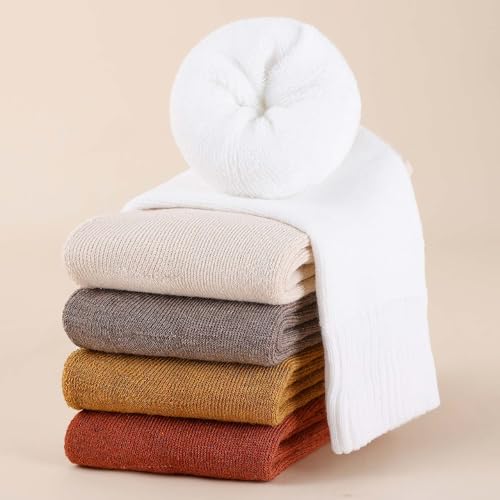 Image of KANAV Thick Winter Thermal Wool Socks (5 Pairs) - Comfy, Slouch Crew, Cozy, Warm Athletic Socks for Women