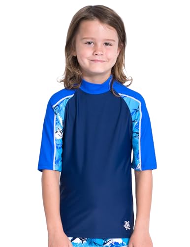 Tuga Boys Short Sleeve Rash Guard 1-14 Years, UPF 50+ Sun Protection Swim Shirt3