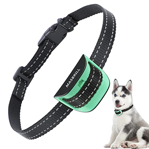 Collar Antiladridos para Perros Pequeños Medianos Grandes Collar Adiestramiento Perros Collares Anti Ladridos Sonido Vibración para Entrenar Perros Ajuste de Sensibilidad de 7 Niveles-Verde