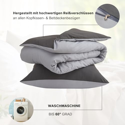 ohano Bettwäsche 200x200 3 Teilig Bettbezug Bettwäsche-Sets,Mikrofaser Bettbezug 200x200 cm + 1 Kissenbezug 80x80 cm mit… – Ansicht 6
