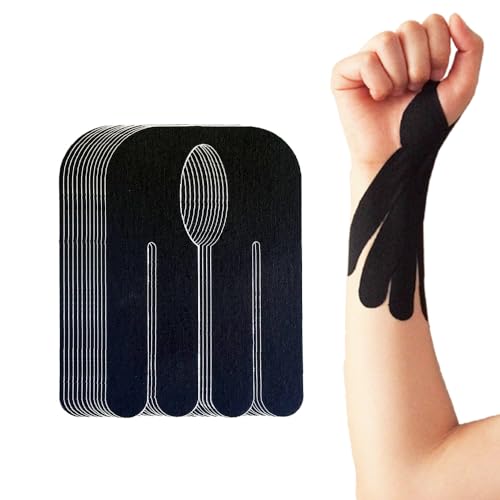 Kinesiology Tape for Wrist Precut, 12pc Waterproof & Breathable Bowling Wrist Tapes, Hypoallergenic Latex-Free Elastic Athletic Tape for Carpal Tunnel, Sports Joints Muscle Support.(Black)