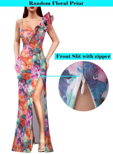 Image of VFSHOW Womens Ruffle One Shoulder Formal Prom Gala Maxi Dress Evening Gown