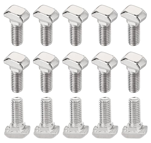 Image of NACX M5 x 12mm T-Slot Drop-in Stud Sliding Bolts, Carbon Steel Hammer Head Bolt T Screw, T-Bolt T Shape Stud Sliding Screw for 20 Series Aluminum Profile, 25PCS