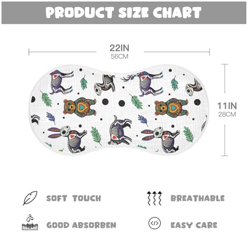 J JOYSAY Deer Rabbit Skull White Baby Burp Cloths for Boys Girls Large 22''x11'' Cotton 4 Layer Baby Items Must Haves for Infant Drool one sizex42