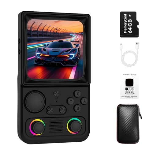 Image of R36TMAX Retro Handheld Game Console, Retro Gaming Console with 4.0 Inch 720x720 IPS Screen, Portable Handheld Linux System, 4000mAh Battery (Classic Black-64GB)