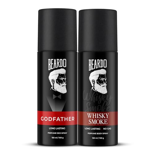 Beardo Godfather & Whisky Smoke Perfume Body Spray Combo (Set of 2) Citrus Aromatic Spicy | Deodorant | Deo For Men | Long Lasting Perfume| Christmas 