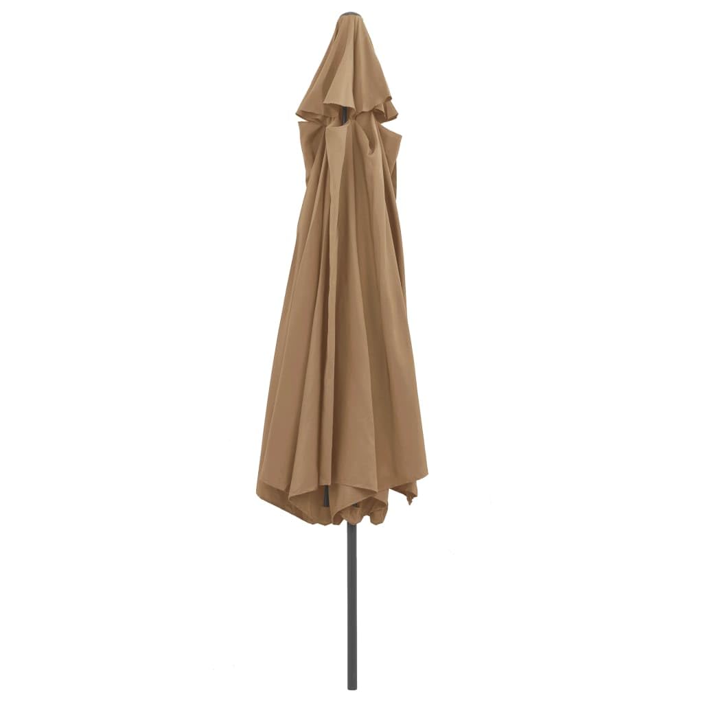 Parasol ogrodowy, parasol przeciwsłoneczny, baldachim do ogrodu, na zewnątrz, na patio, z metalowym słupkiem, 390 cm, kolor taupe