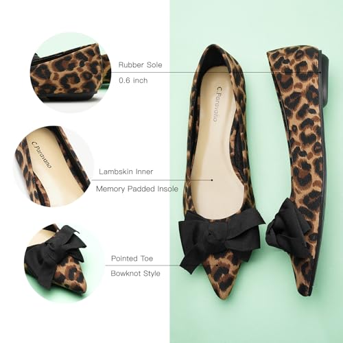 C.Paravano Pointy Bow Flats Women's Flats Comfortable Stylish Slip-On Shoes for Casual and Office4