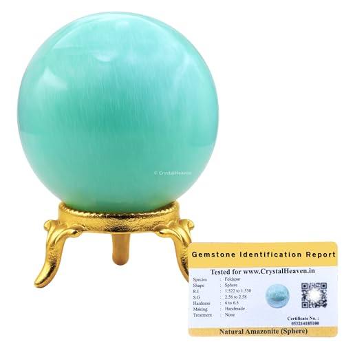 Image of Certified Amazonite Crystal Ball for Meditation - Premium Crystal Vastu Items for Home and Feng Shui Items for Good Luck - Ideal for Pooja Supplies and Spiritual Practices (2 inch Inch)