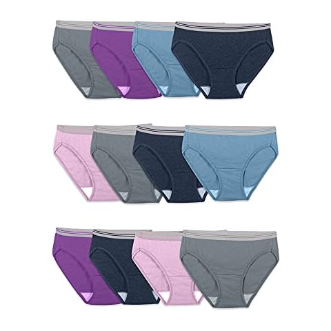 Fruit of the Loom Women's Tag Free Cotton Bikini Panties, 12 Pack - Assorted Heathers, 6 Cover