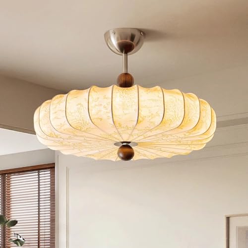 Plafonnier tambour en tissu fleur pour illuminer votre chambre à coucher