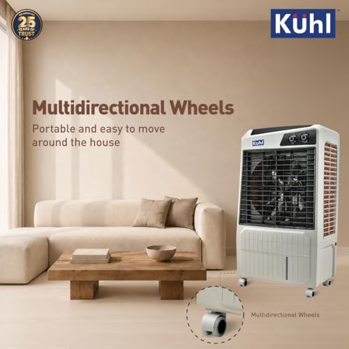 Image of KUHL Brizo DC-105-16 Portable Desert Air Cooler|200W| 105L Capacity| 16 inch Blades| Honeycomb Cooling Pads for long-lasting Cooling| Powerful Air Delivery| 1350 RPM | 32ft Air Throw| Inverter Compatible