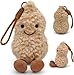 Maomoto Plush Peanut Soft Toy, 5.9‘’ Peanut Plush Doll for Children, Beige Fluffy Stuffed Doll with Feet, Cute Smiling Plush Doll Gift for Birthday and Valentine's Day