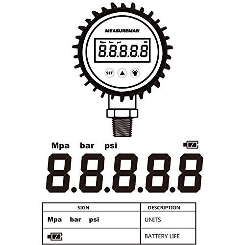 Measureman MA033 3-1/8 Inch Dial Size, Digital Pressure Gauge thumb #2