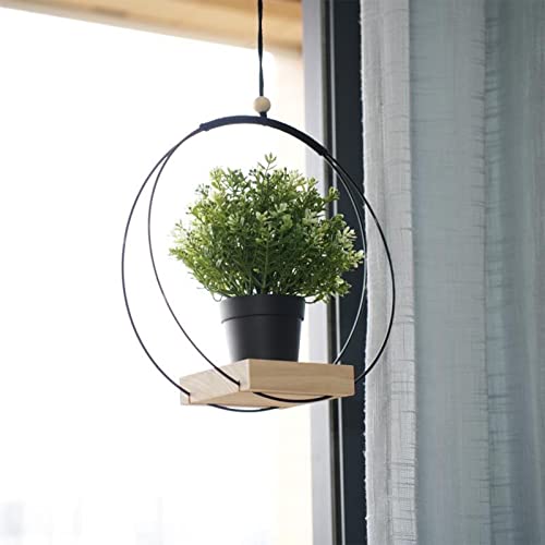 Fullmin Plant Hangers Indoor,Macrame Hanging Planters For Indoor Plants,Hanging Plant Holder For Indoor Plants With Wood Base,Modern Plant Hanger Boho Home Decor- Black(Planter/Plants Not Included) #TOP6