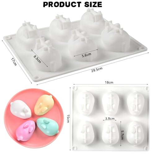 2 Pcs Easter Bunny Silicone Molds 3D Rabbit Shape Silicone Chocolate Molds DIY Baking Mould Mousse Cake Pudding Jelly Dessert Fondant Cheesecake Soap Ice Tray Chocolate Candy Molds by AUOCATTAIL - Used condition - Image 2