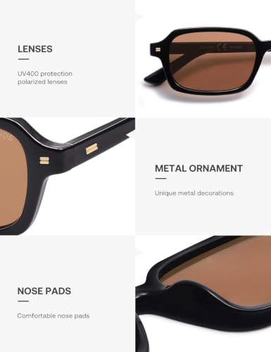 Image of SOJOS Trendy Rectangle Polarized Sunglasses Womens Mens SJ2610