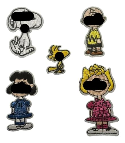 Snoopys and Friends Cartoon Characters Embroidered Iron on Patch Set of 5