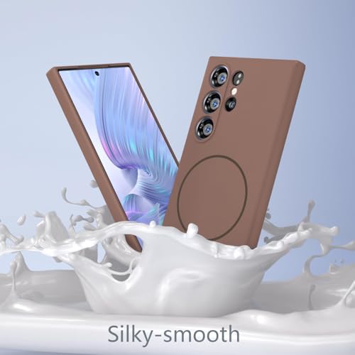 Image of DIZORO Microfiber Candy Case Compatible for Samsung S26 Ultra 5g Magnetic Silicone Case, Compatible with MagSafe Shockproof, Anti-Scratch Soft Non-Slip Full Body Protective Back Cover (Brown)