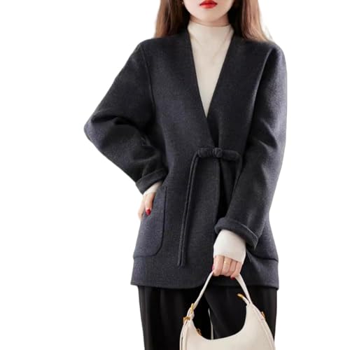Veste en tweed ample femme col en V pour masquer les complexes